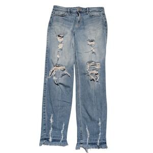 Hollister High Rise Super Skinny Crop Jeans Distressed Light Wash Size 28